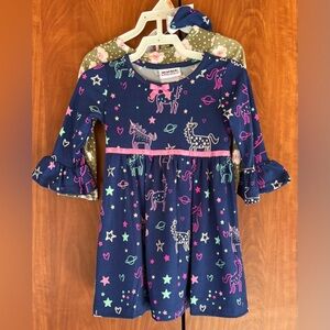 BLUEBERi boulevard - 2 Piece new dress Unicorn Flowers (Size 2T)